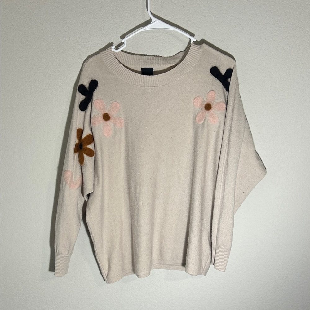 Floral Beige Sweater